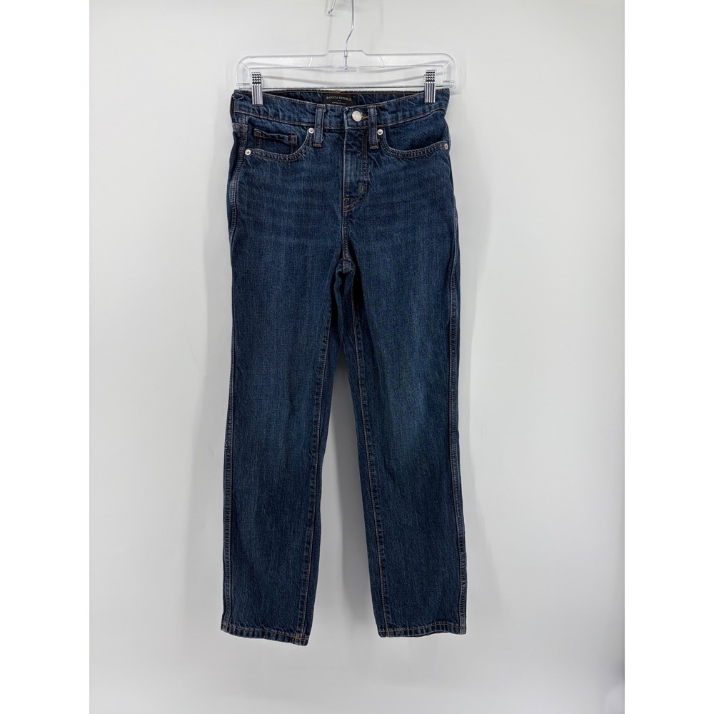 Banana Republic Womens 26/2 Petite Dark Wash Straight Leg High Rise Cotton Jeans